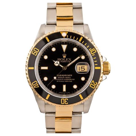 rolex two tone black submariner|rolex 16613 vs 16613t.